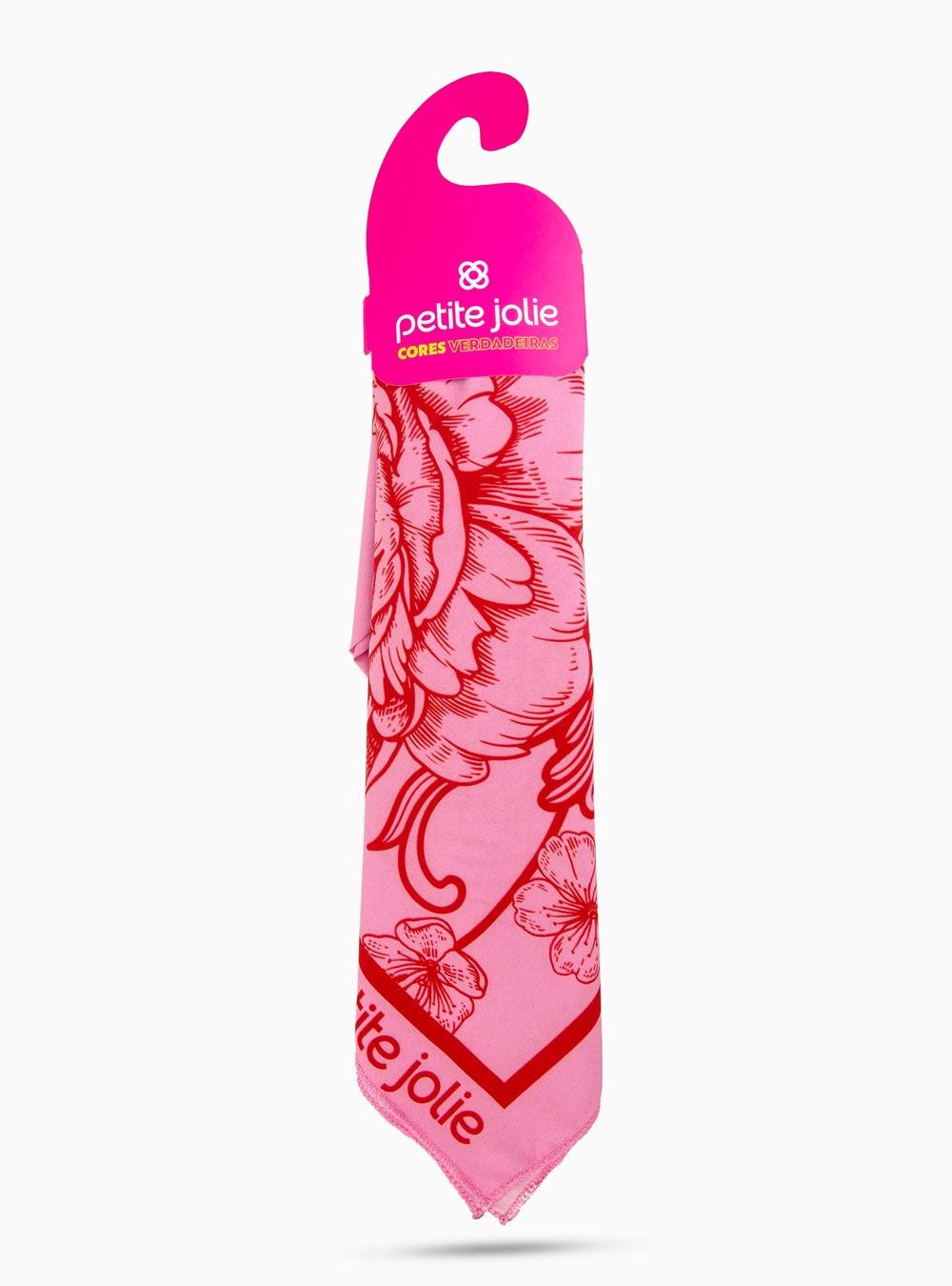 Lenço Petite Jolie Flores Chiclete/Tomate PJ20085 Rosa/Vermelho 3