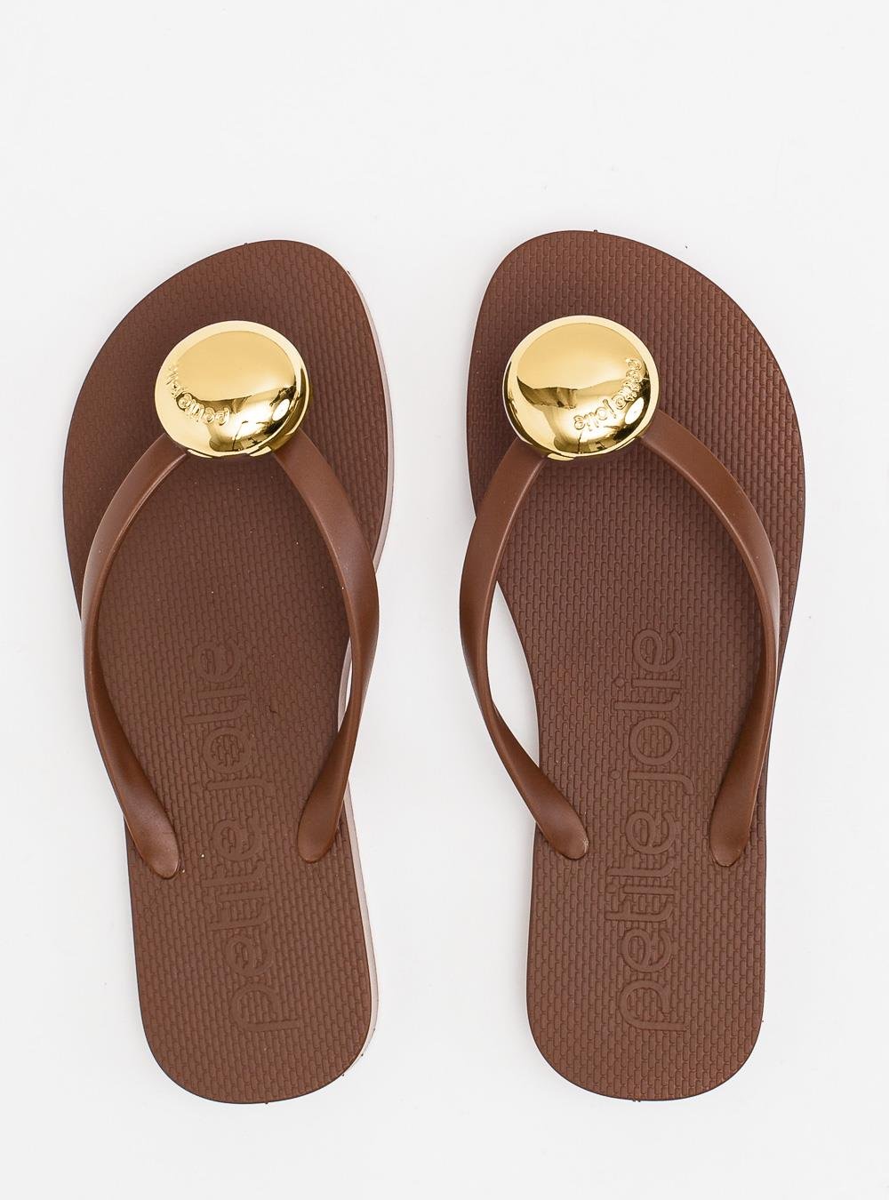 Chinelo Petite Jolie Fresh Chocolate/Ouro PJ7637