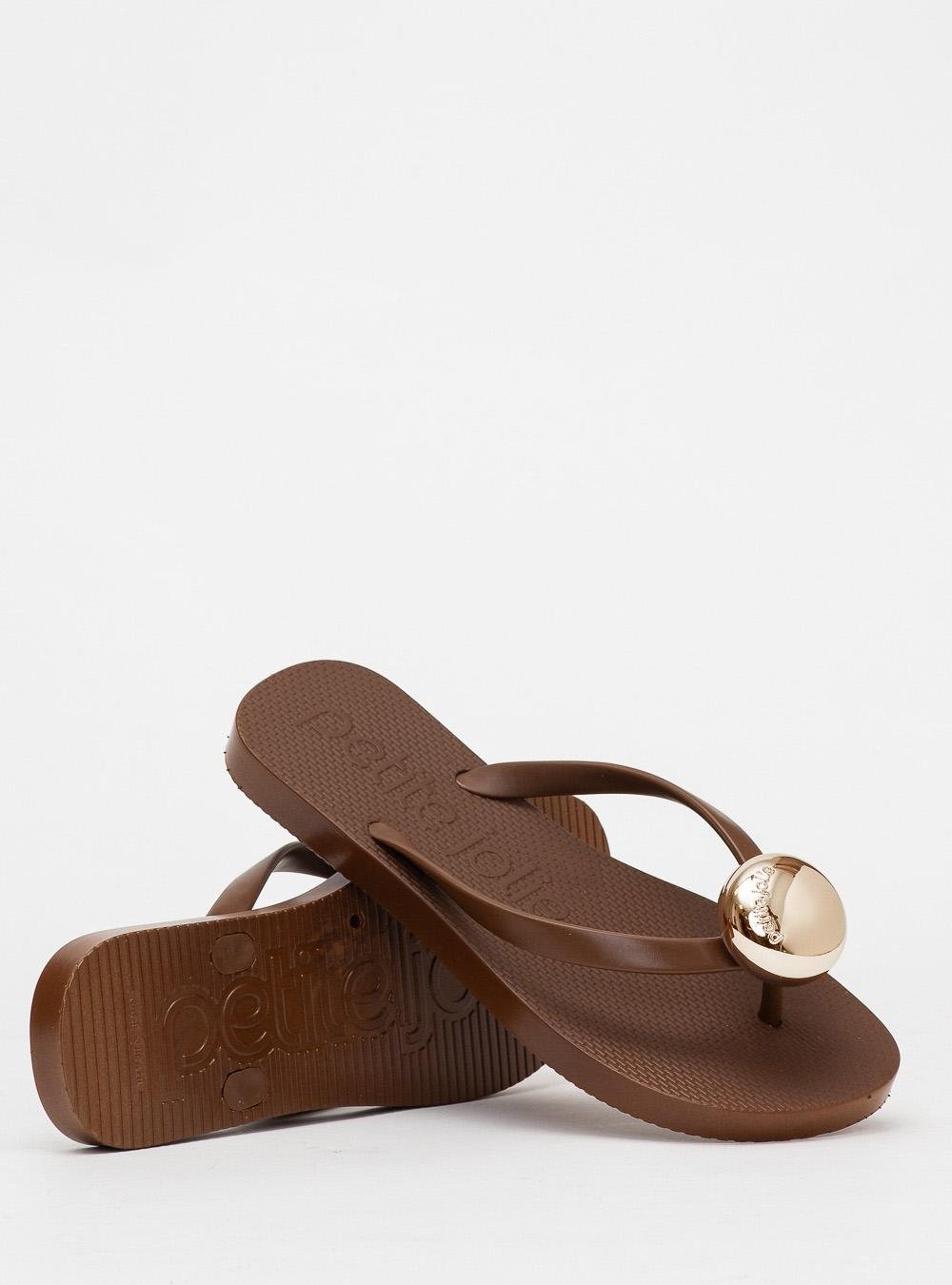 Chinelo Petite Jolie Fresh Chocolate/Ouro PJ7637 Chocolate 2