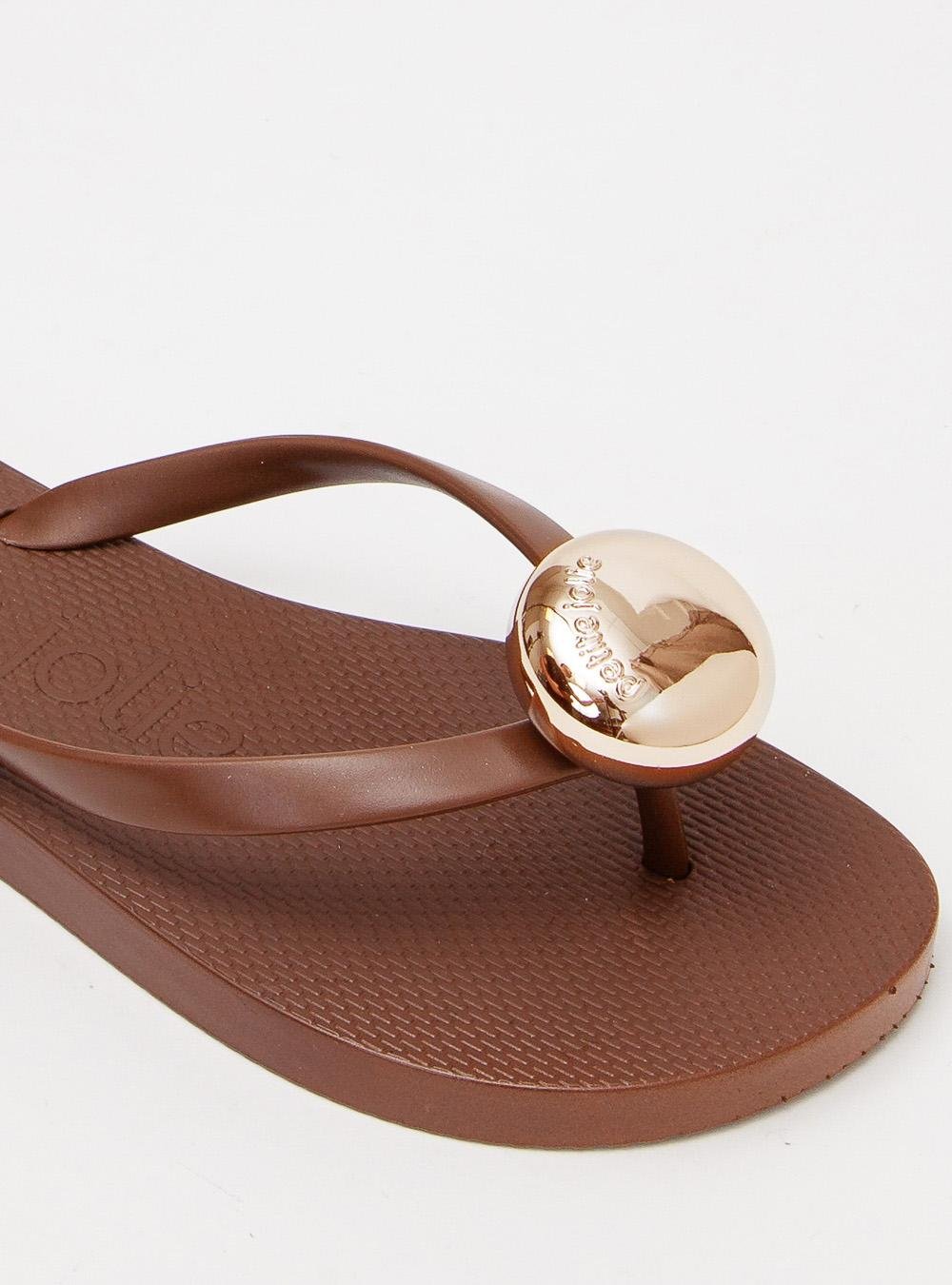 Chinelo Petite Jolie Fresh Chocolate/Ouro PJ7637 Chocolate 4