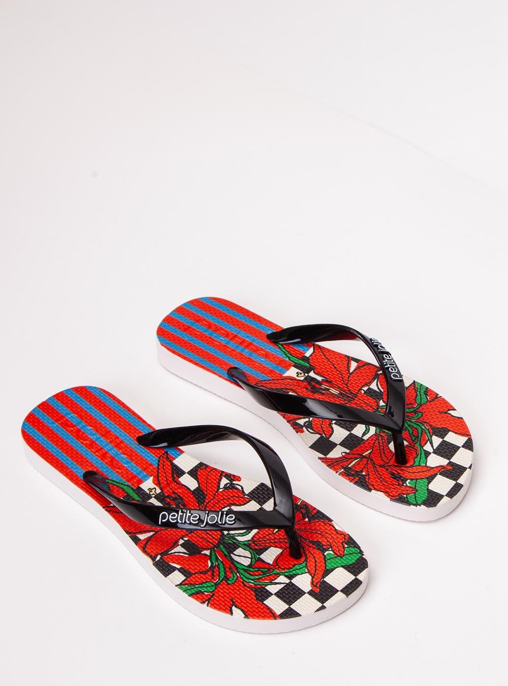 Chinelo Petite Jolie Fresh Preto/White/Floral 18 PJ6969 Preto 2
