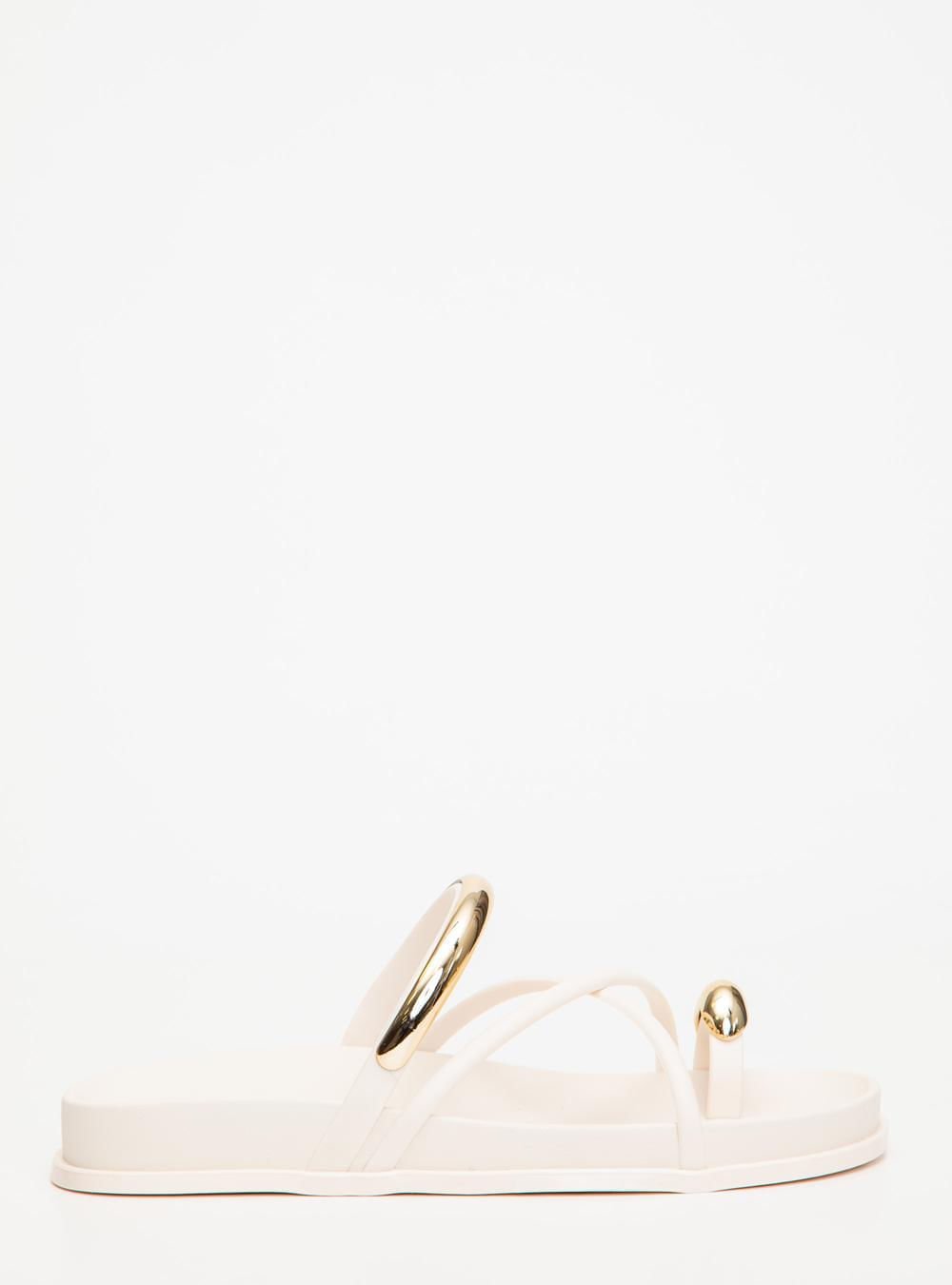 Chinelo Petite Jolie Ring Flat Creme PJ7798