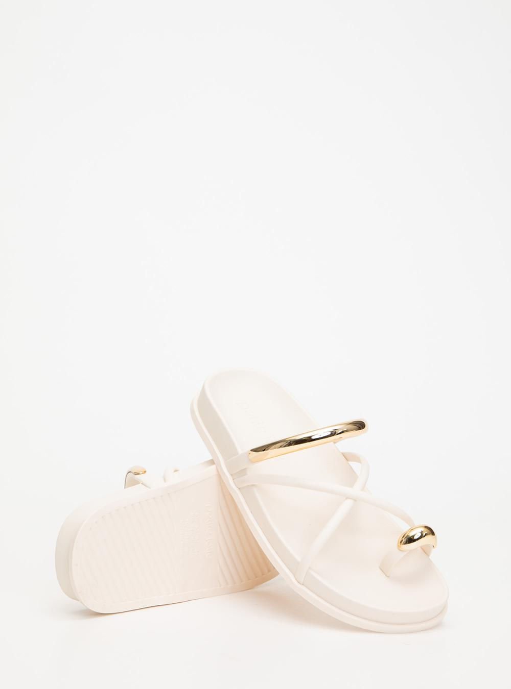 Chinelo Petite Jolie Ring Flat Creme PJ7798 Bege 2