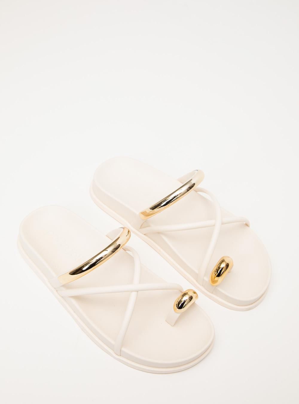 Chinelo Petite Jolie Ring Flat Creme PJ7798 Bege 3