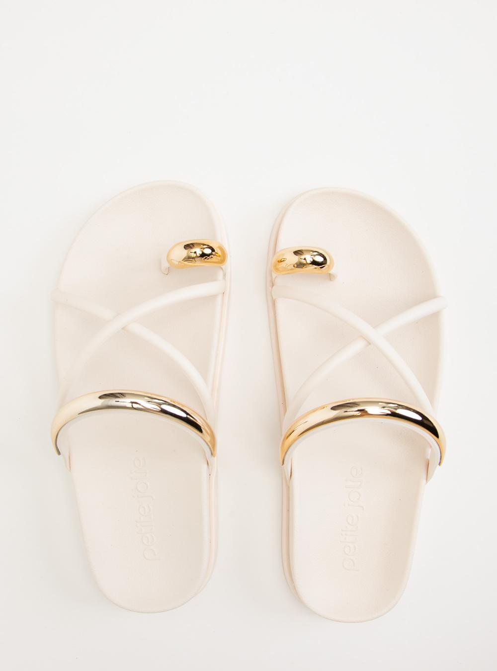 Chinelo Petite Jolie Ring Flat Creme PJ7798 Bege 4
