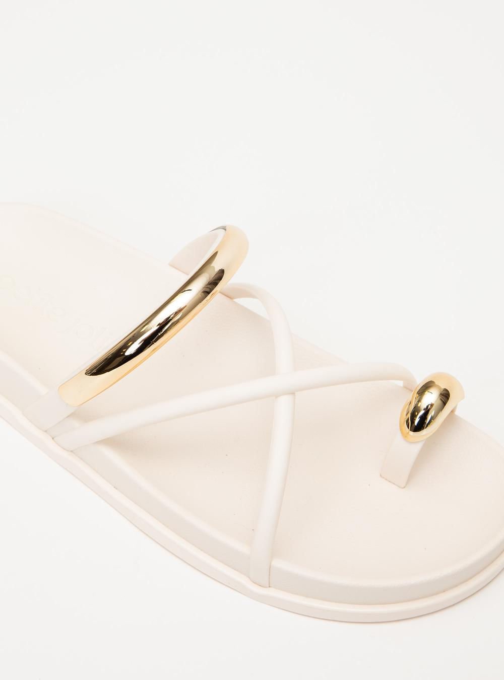 Chinelo Petite Jolie Ring Flat Creme PJ7798 Bege 5
