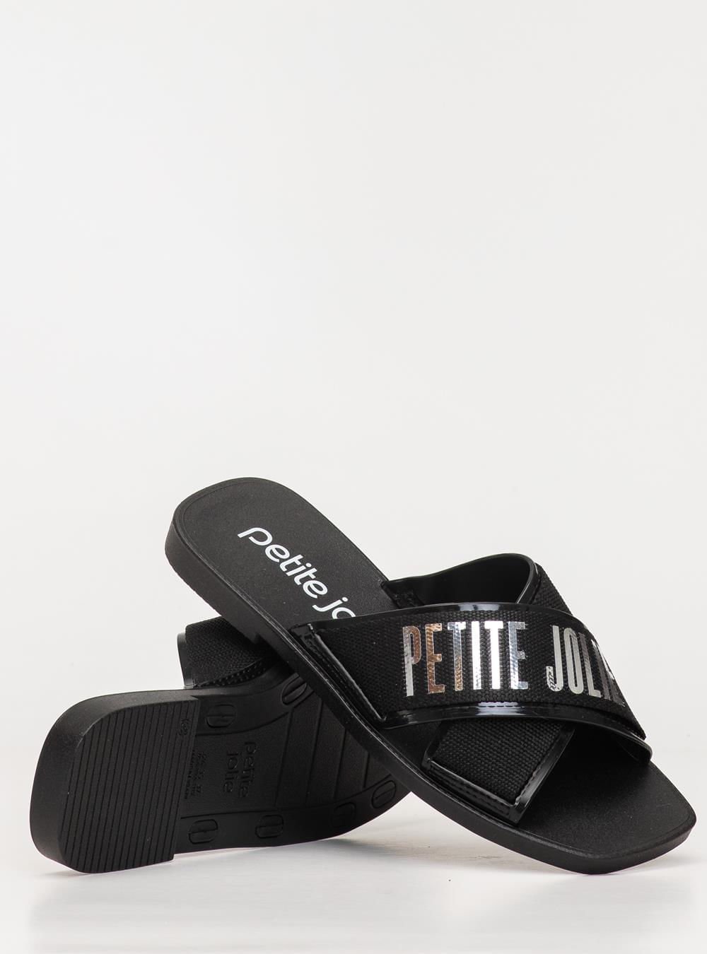 Chinelo Petite Jolie Vibe Preto/Prata PJ7611 Preto 2