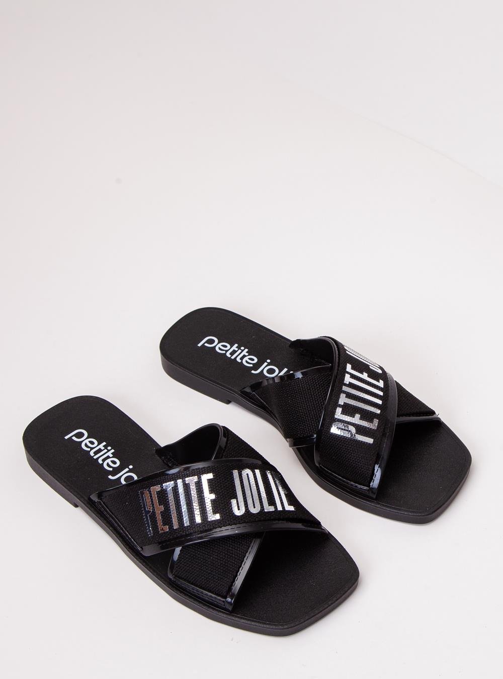 Chinelo Petite Jolie Vibe Preto/Prata PJ7611 Preto 3