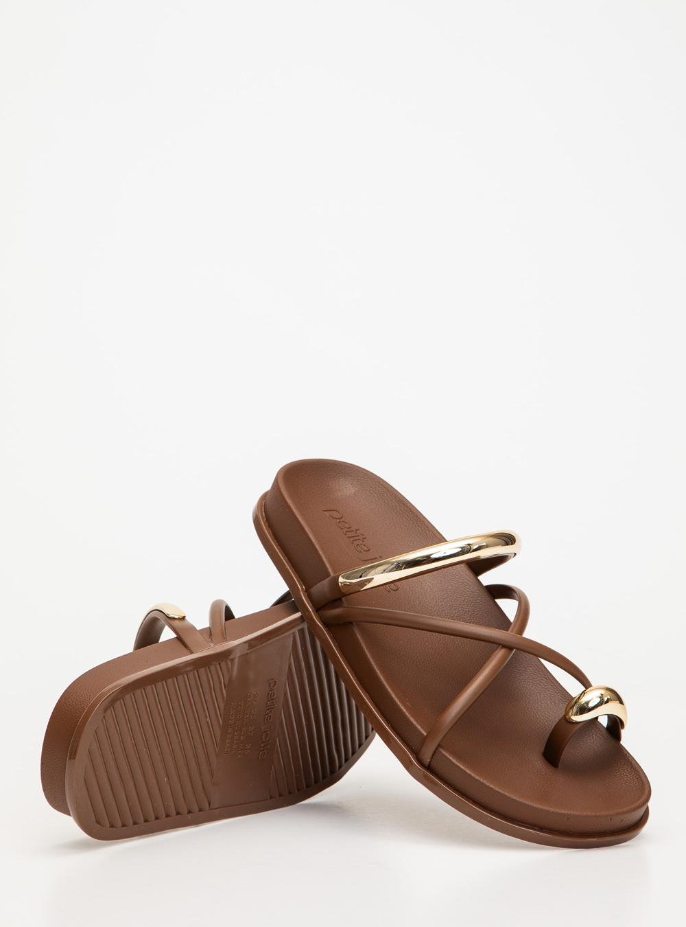 Chinelo Petite Jolie Ring Flat Chocolate PJ7798 Marrom 2