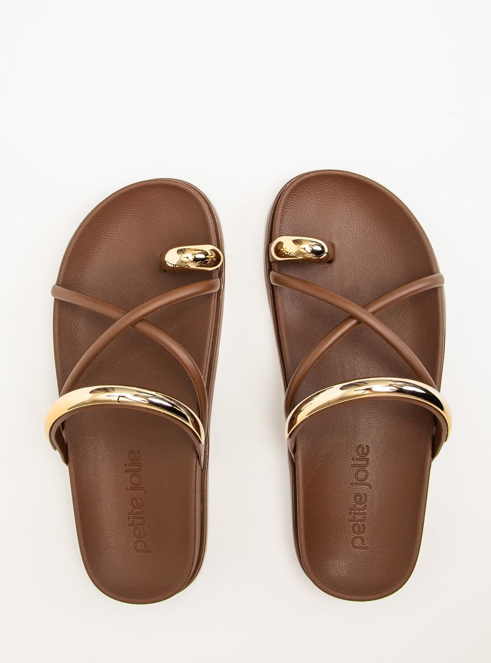 Chinelo Petite Jolie Ring Flat Chocolate PJ7798 Marrom 4