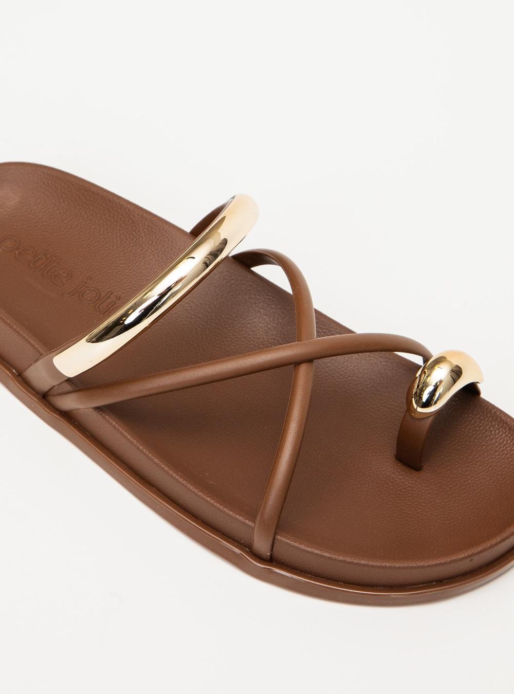 Chinelo Petite Jolie Ring Flat Chocolate PJ7798 Marrom 5