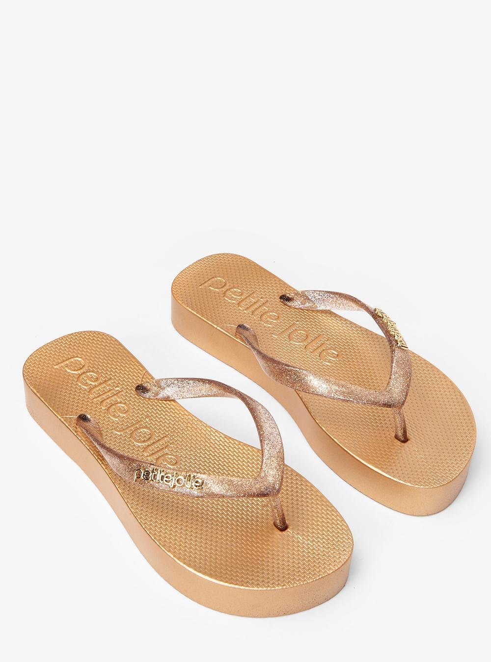 Chinelo Petite Jolie Fresh Up Glitter Ouro/Vanilla PJ7705 Bege 3
