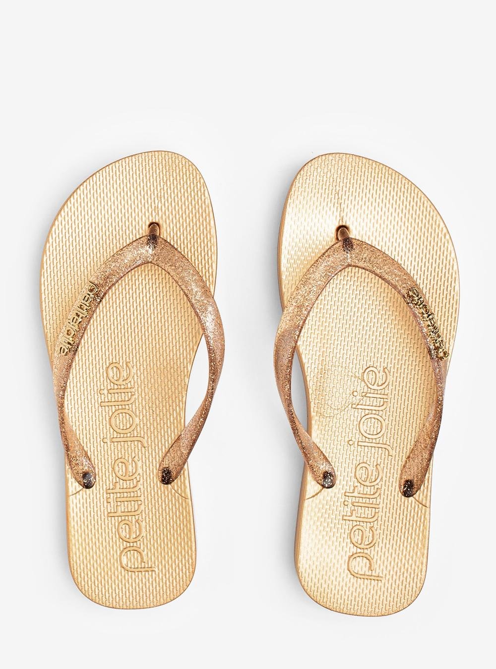 Chinelo Petite Jolie Fresh Up Glitter Ouro/Vanilla PJ7705 Bege 4