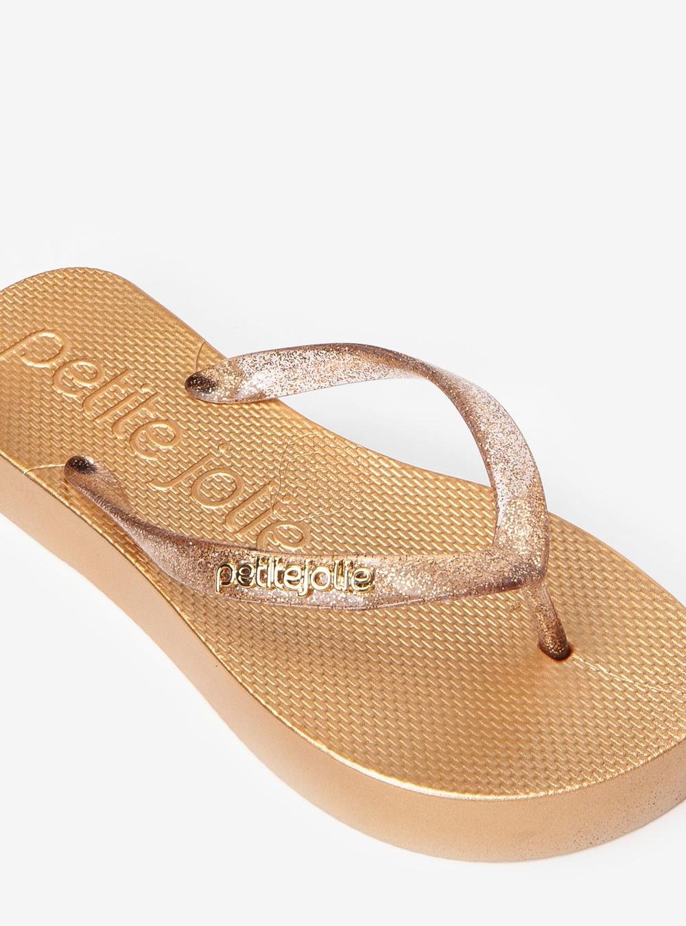 Chinelo Petite Jolie Fresh Up Glitter Ouro/Vanilla PJ7705 Bege 5