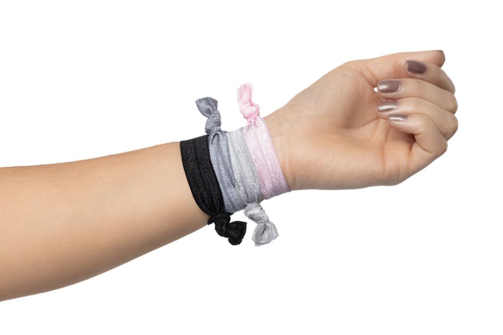 Elástico de Cabelo Hair Ties Silver Lanossi 4 Unidades ÚNICO