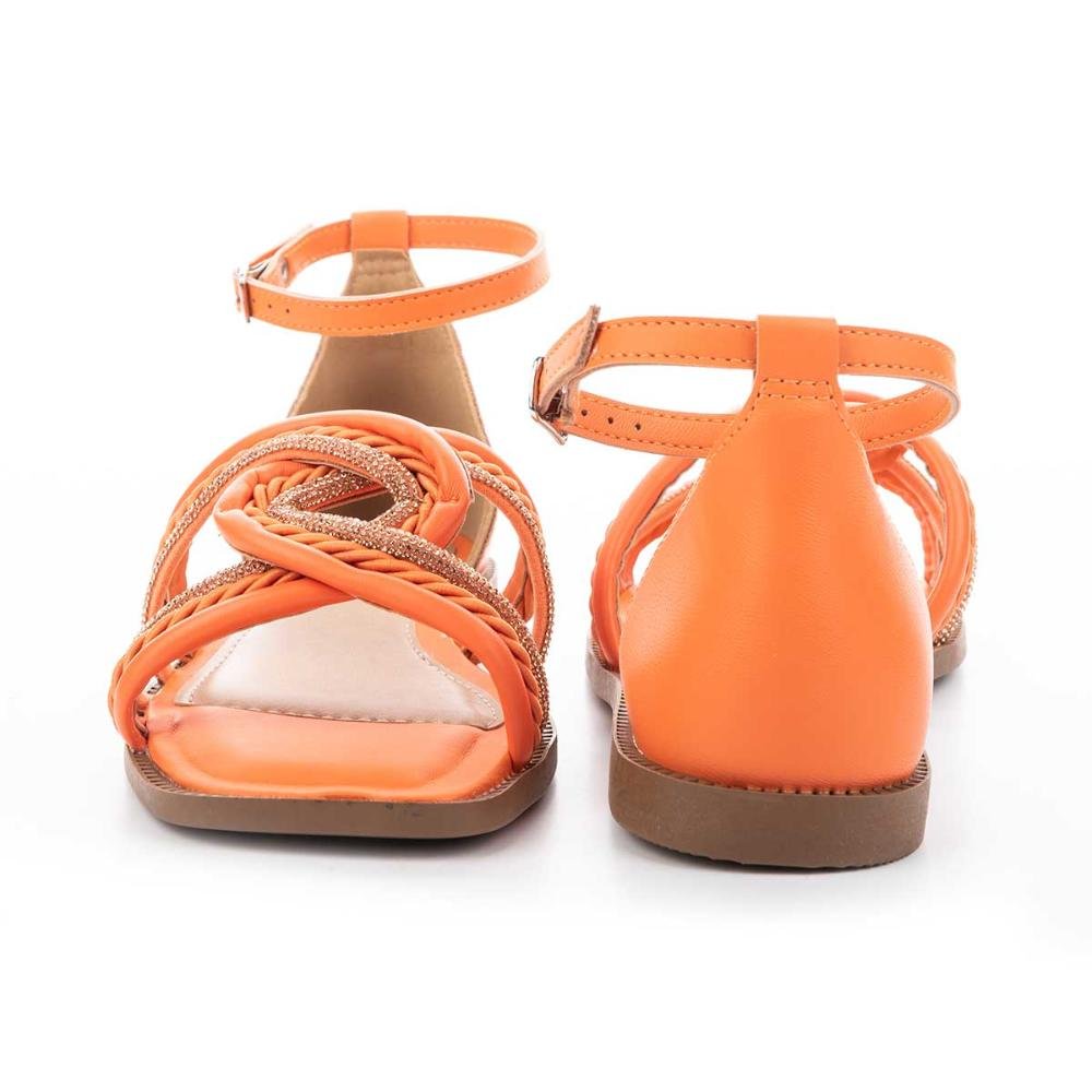 Sandália Tanara Rasteira Laranja 3