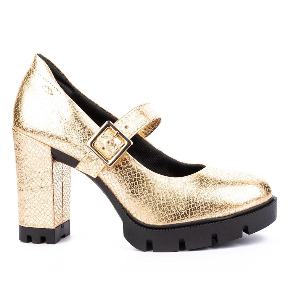 Sapato Dakota de Salto Bloco Dourado 1