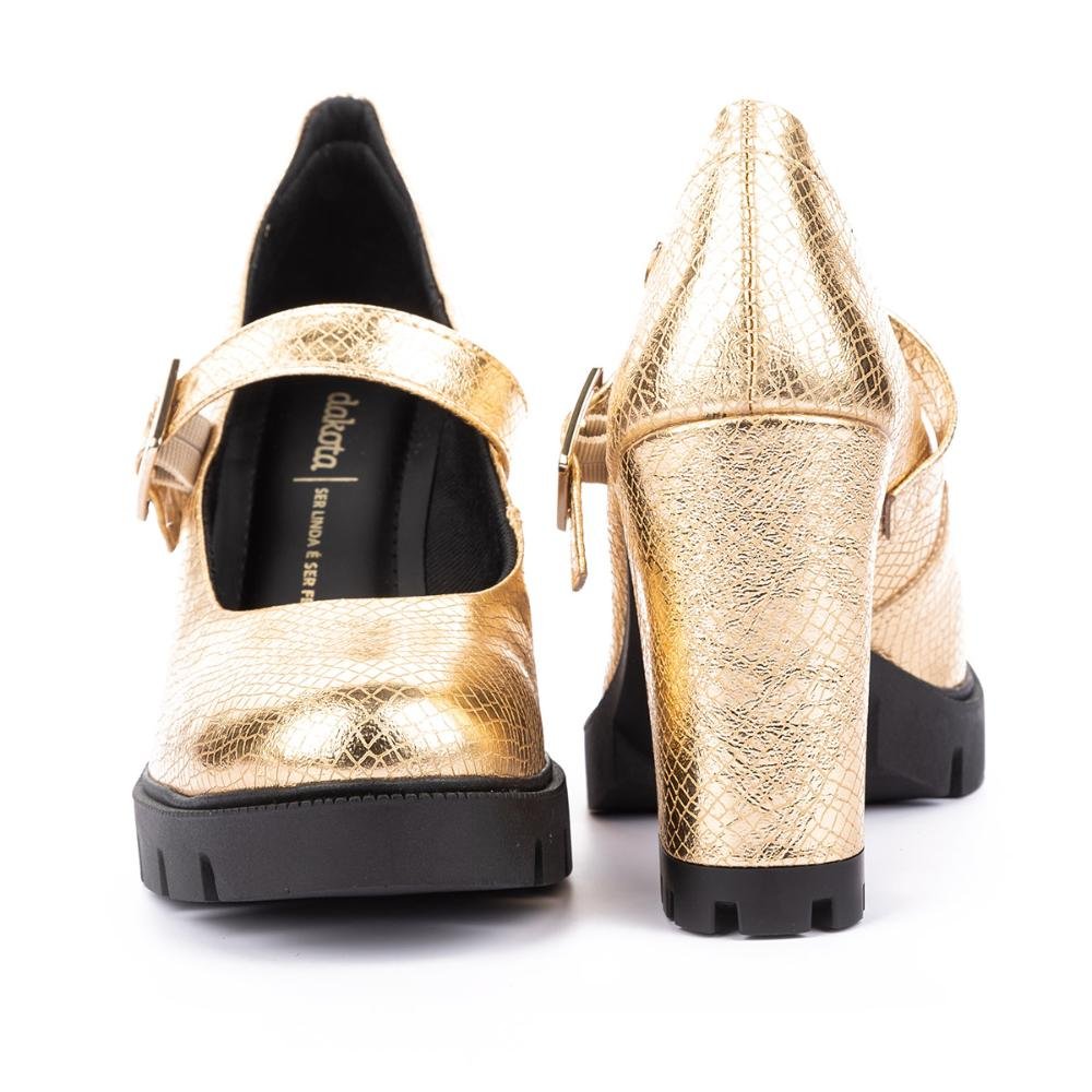Sapato Dakota de Salto Bloco Dourado 4