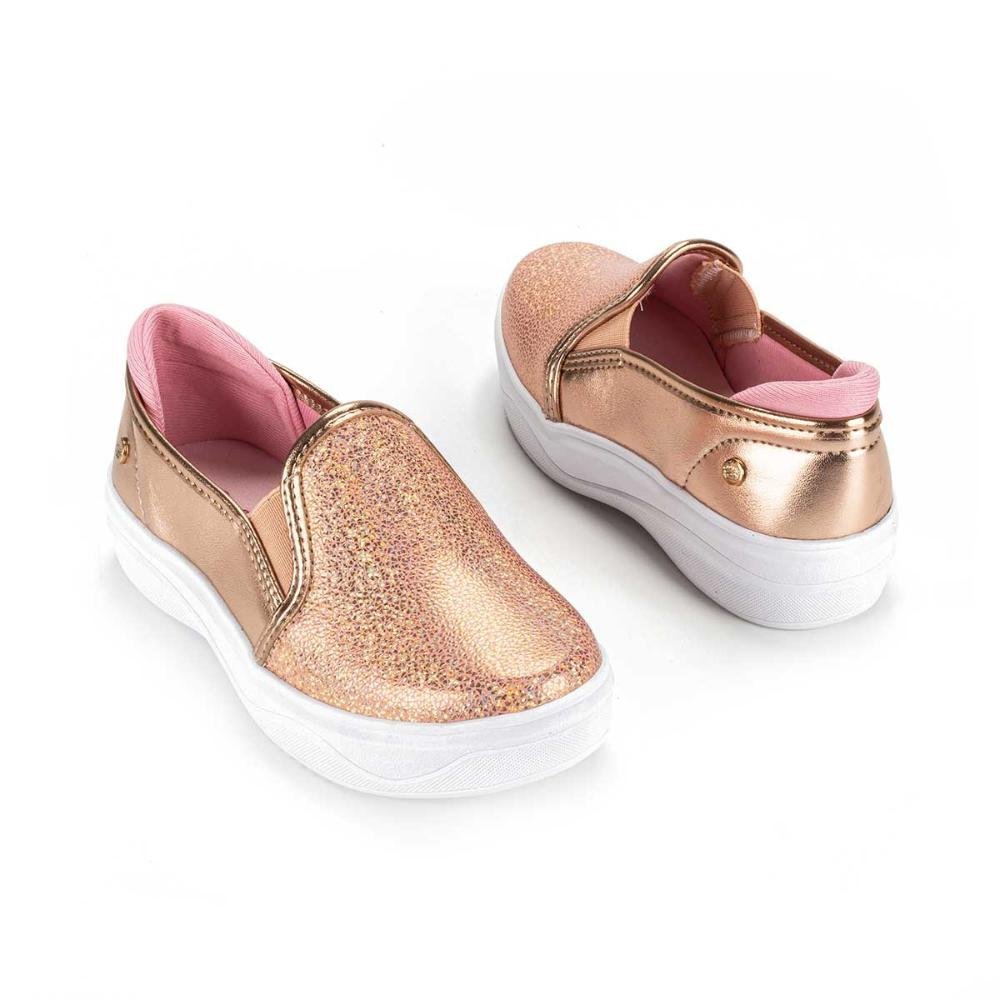 Tênis Pink Cats Infantil Slip On Metalizado V3311 Dourado 2