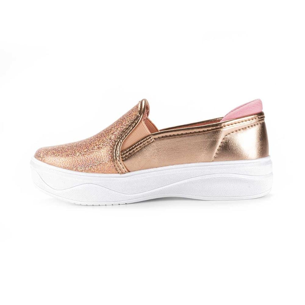 Tênis Pink Cats Infantil Slip On Metalizado V3311 Dourado 6