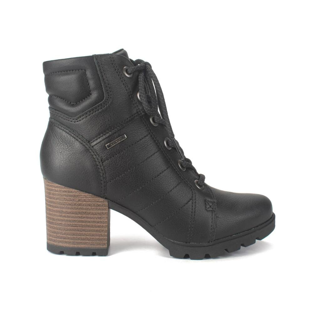 Bota Coturno Dakota de Couro Com Salto Bloco Preto 1
