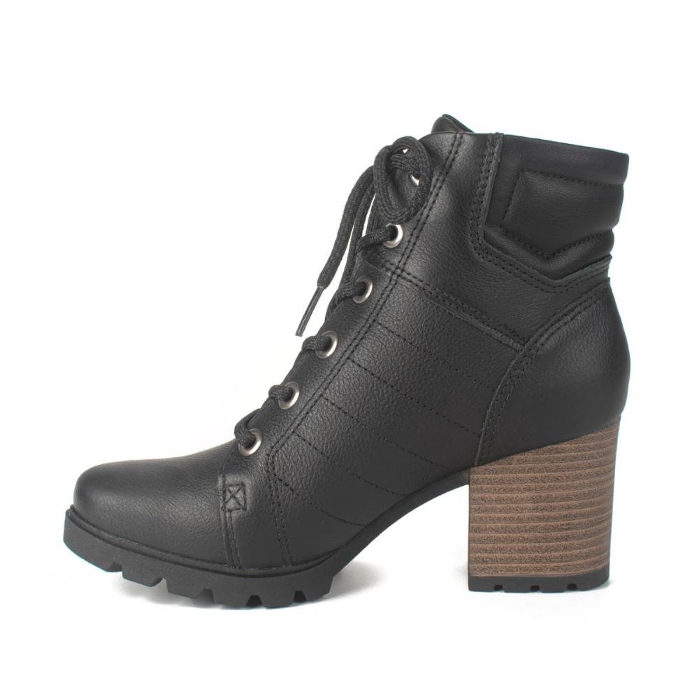 Bota Coturno Dakota de Couro Com Salto Bloco Preto 3
