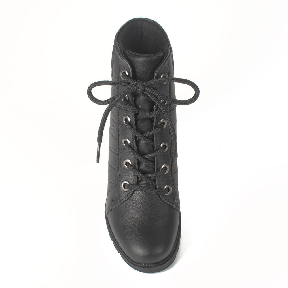 Bota Coturno Dakota de Couro Com Salto Bloco Preto 6
