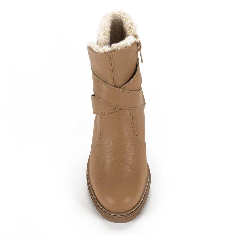 Bota Dakota de Cano Curto Com Pelos Bege 2