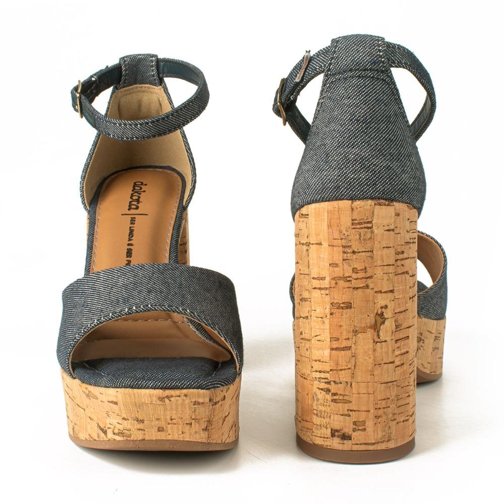 Sandália Dakota de Salto Bloco Jeans Azul 4