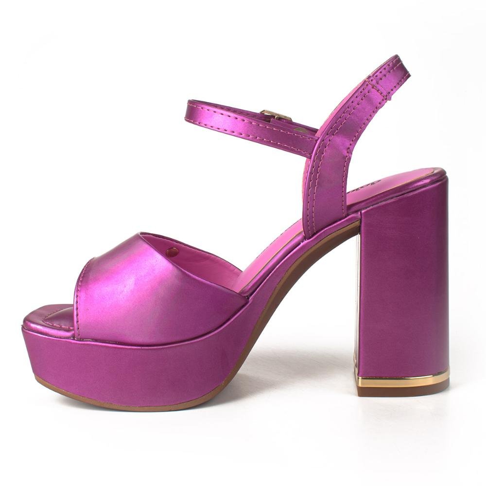 Sandália Dakota de Salto Bloco Metalizado Dourado 3