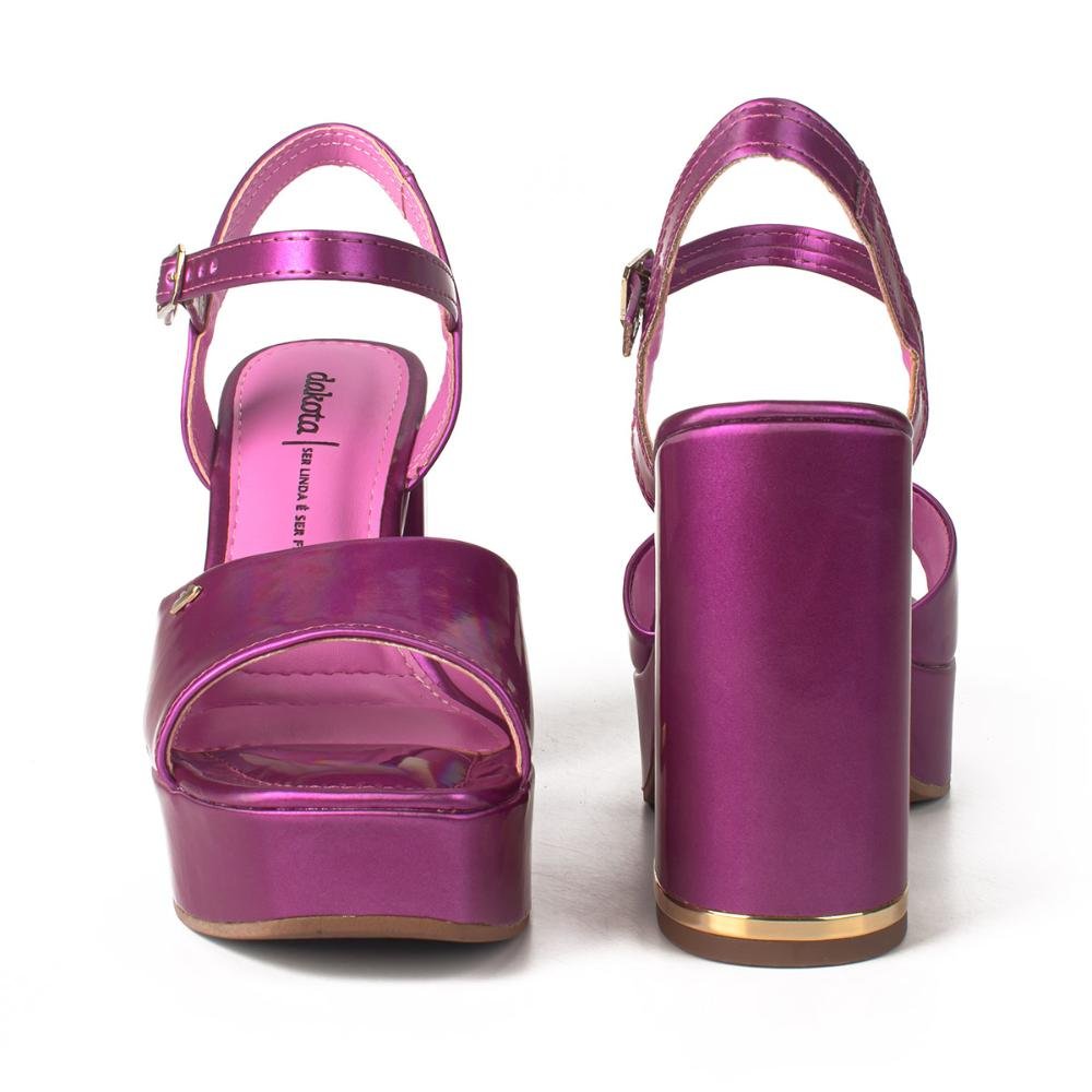 Sandália Dakota de Salto Bloco Metalizado Dourado 4