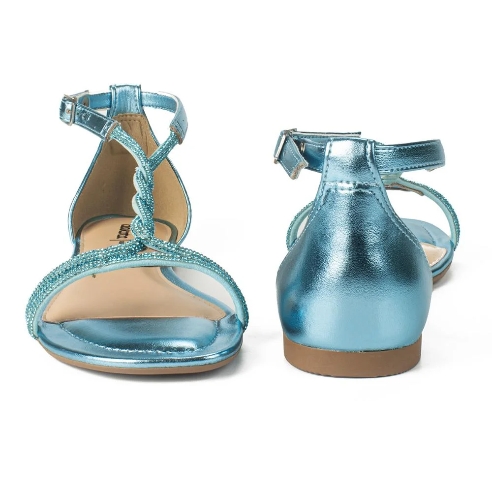Sandália Dakota Rasteira Com Brilhos Azul 4
