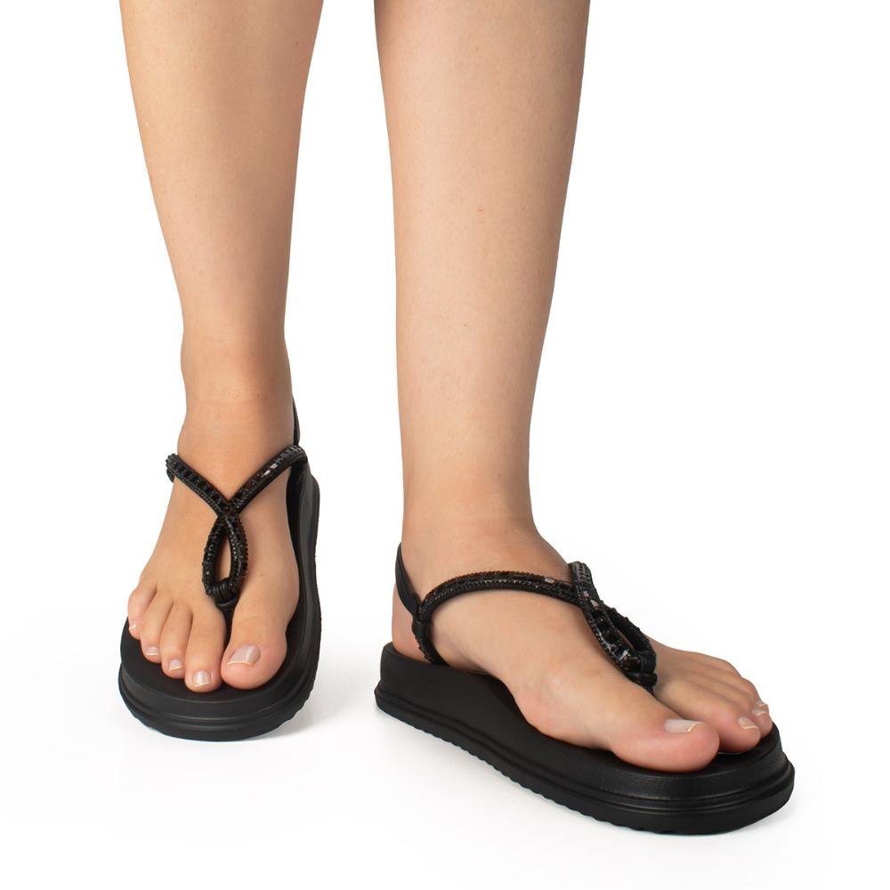 Sandália Dakota Flatform Com Brilhos Preto 2