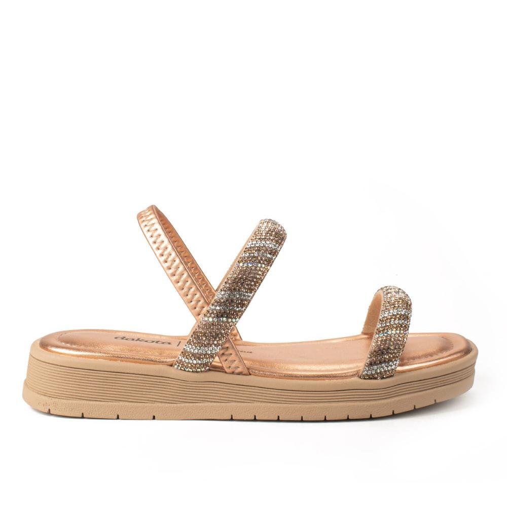 Sandália Dakota Flatform Metalizada Com Brilhos Dourado 1