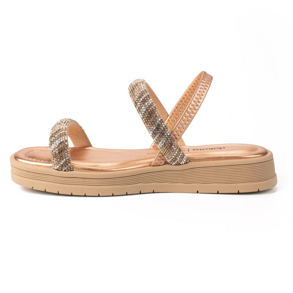 Sandália Dakota Flatform Metalizada Com Brilhos Dourado 3