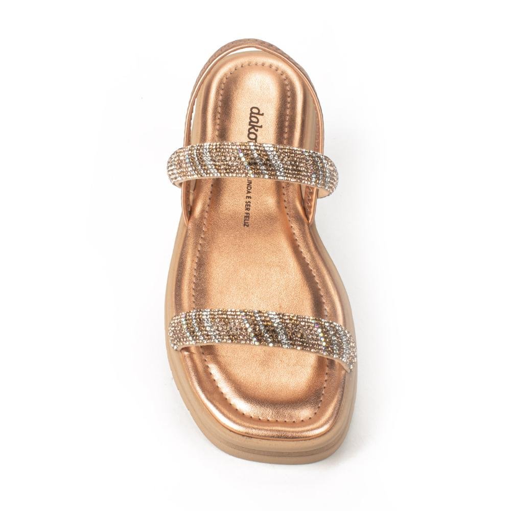 Sandália Dakota Flatform Metalizada Com Brilhos Dourado 6