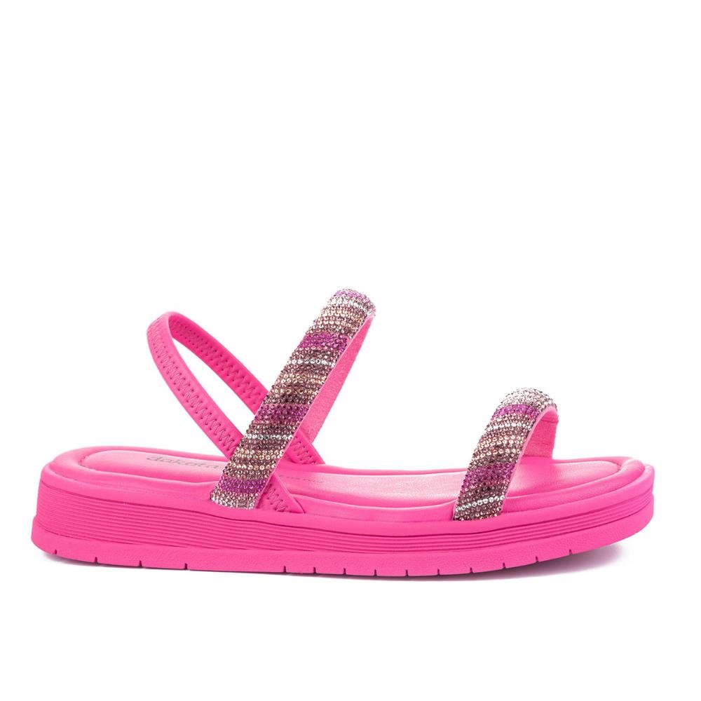 Sandália Dakota Flatform Metalizada Com Brilhos Rosa 1