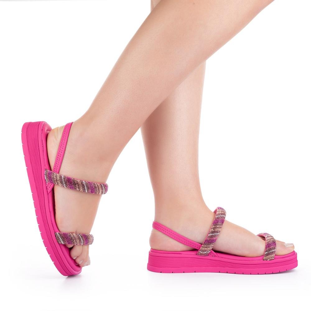 Sandália Dakota Flatform Metalizada Com Brilhos Rosa 2