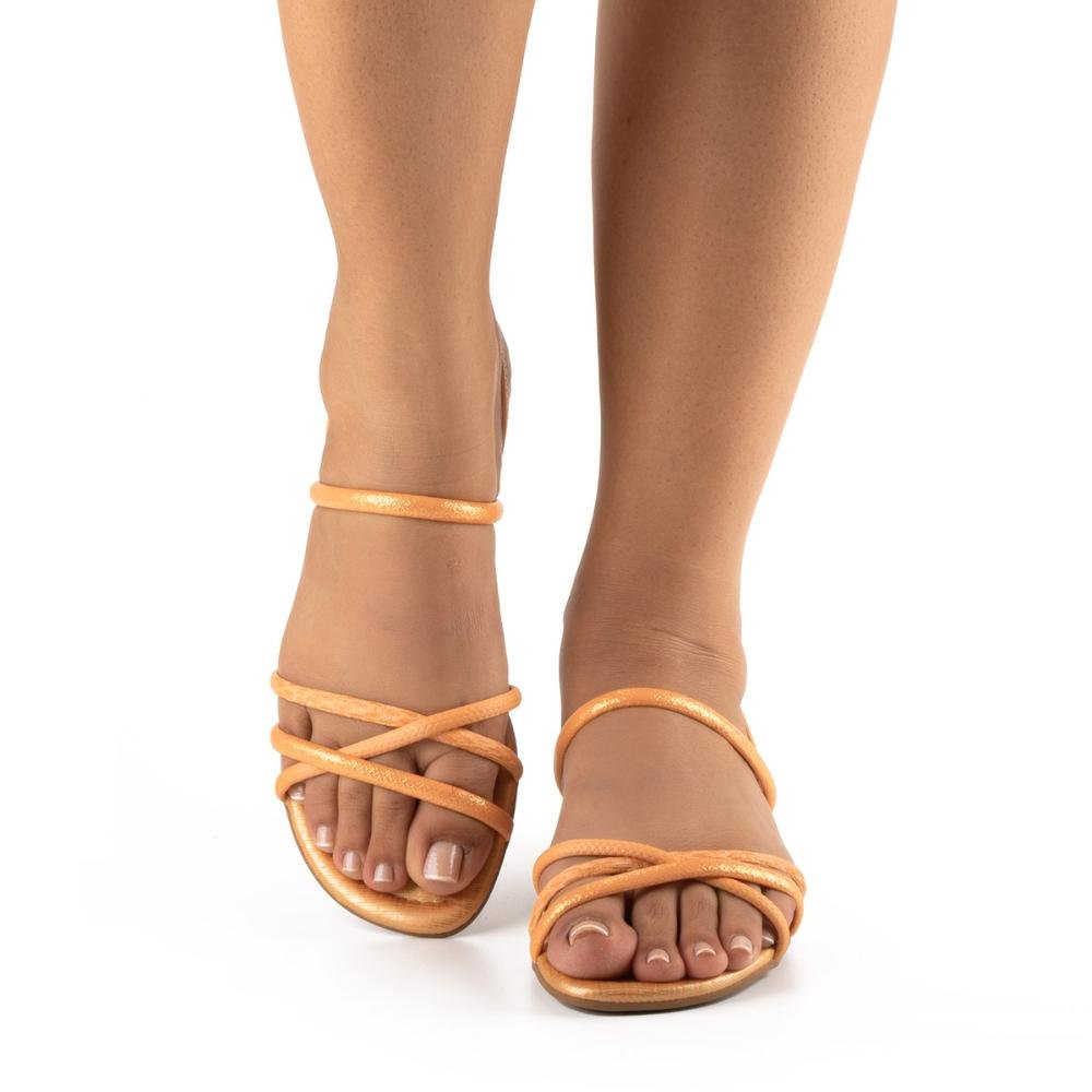 Sandália Mississipi de Salto Baixo Laranja 2