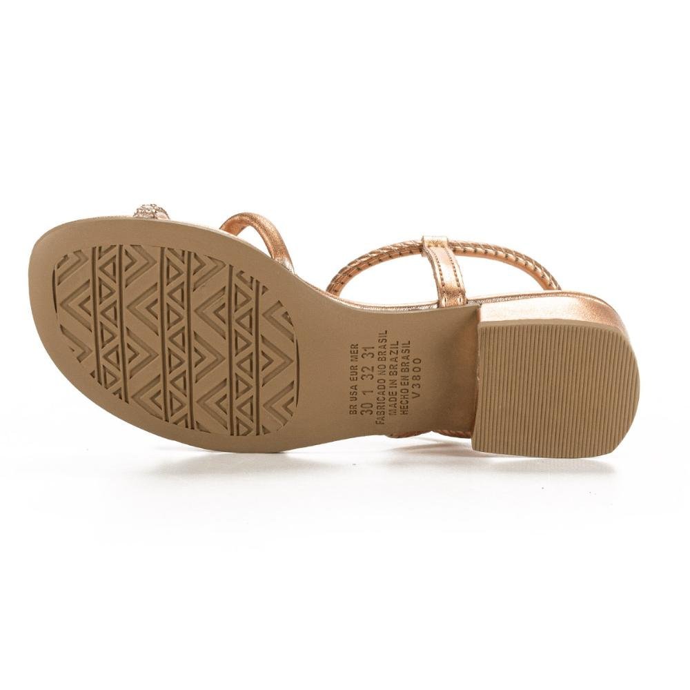 Sandália Pink Cats Infantil de Salto Baixo Metalizada V3802 Dourado 4