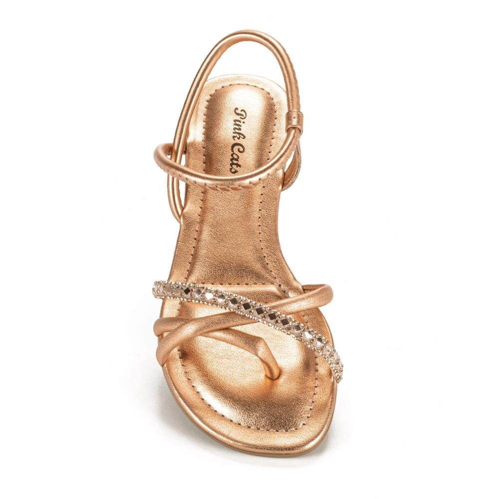 Sandália Pink Cats Infantil de Salto Baixo Metalizada V3802 Dourado 5