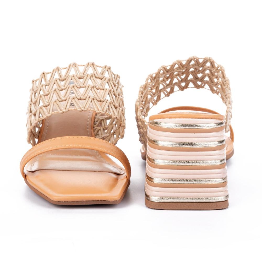 Tamanco Tanara de Salto Bloco Metalizado Bege 4