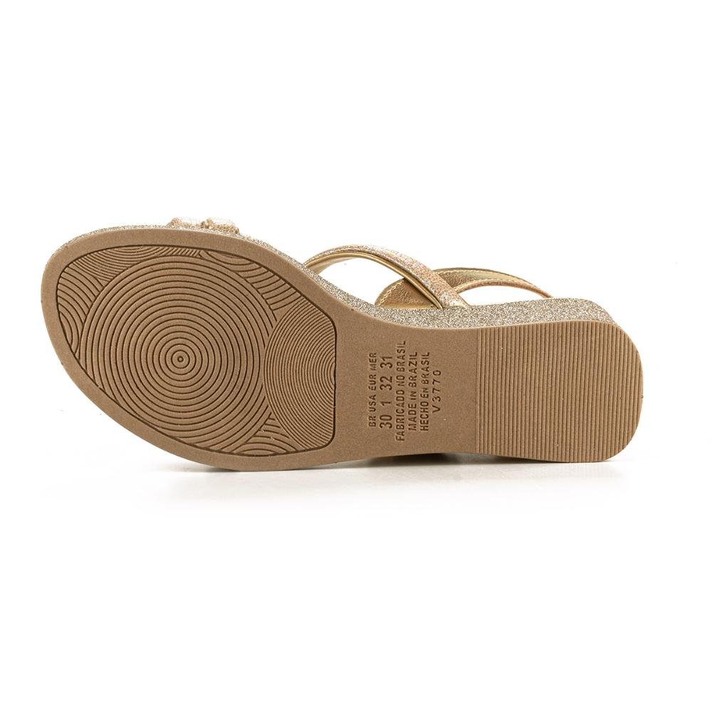 Sandália Pink Cats Infantil Anabela Metalizada Com Brilhos Dourado 4