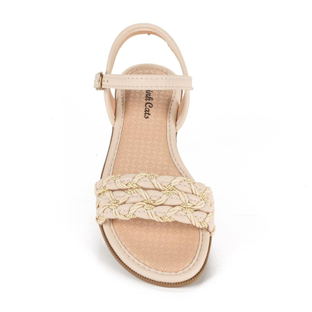 Sandália Pink Cats Infantil Rasteira Bege 5