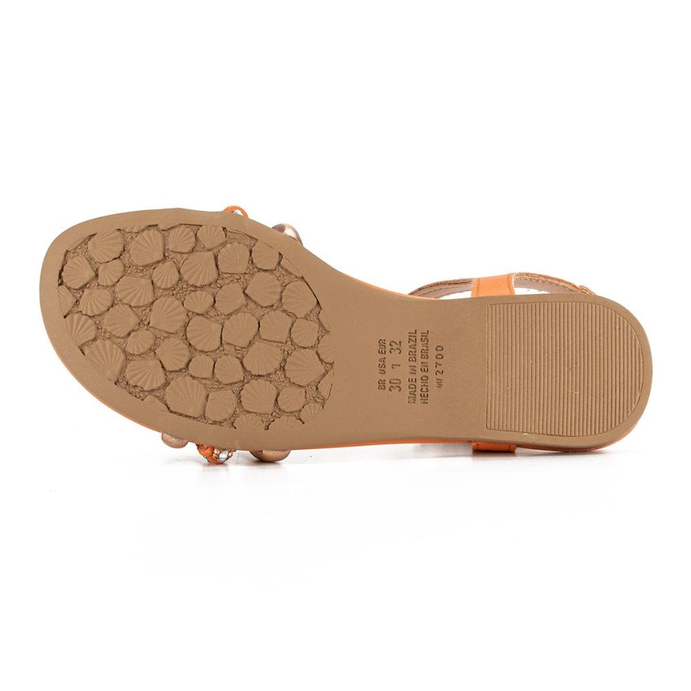 Sandália Pink Cats Infantil Rasteira Laranja 4