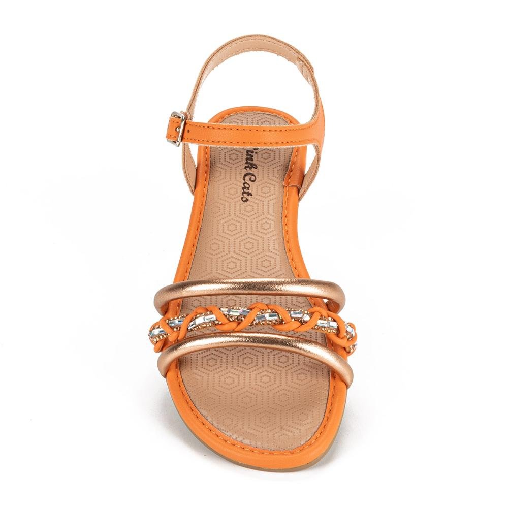 Sandália Pink Cats Infantil Rasteira Laranja 5
