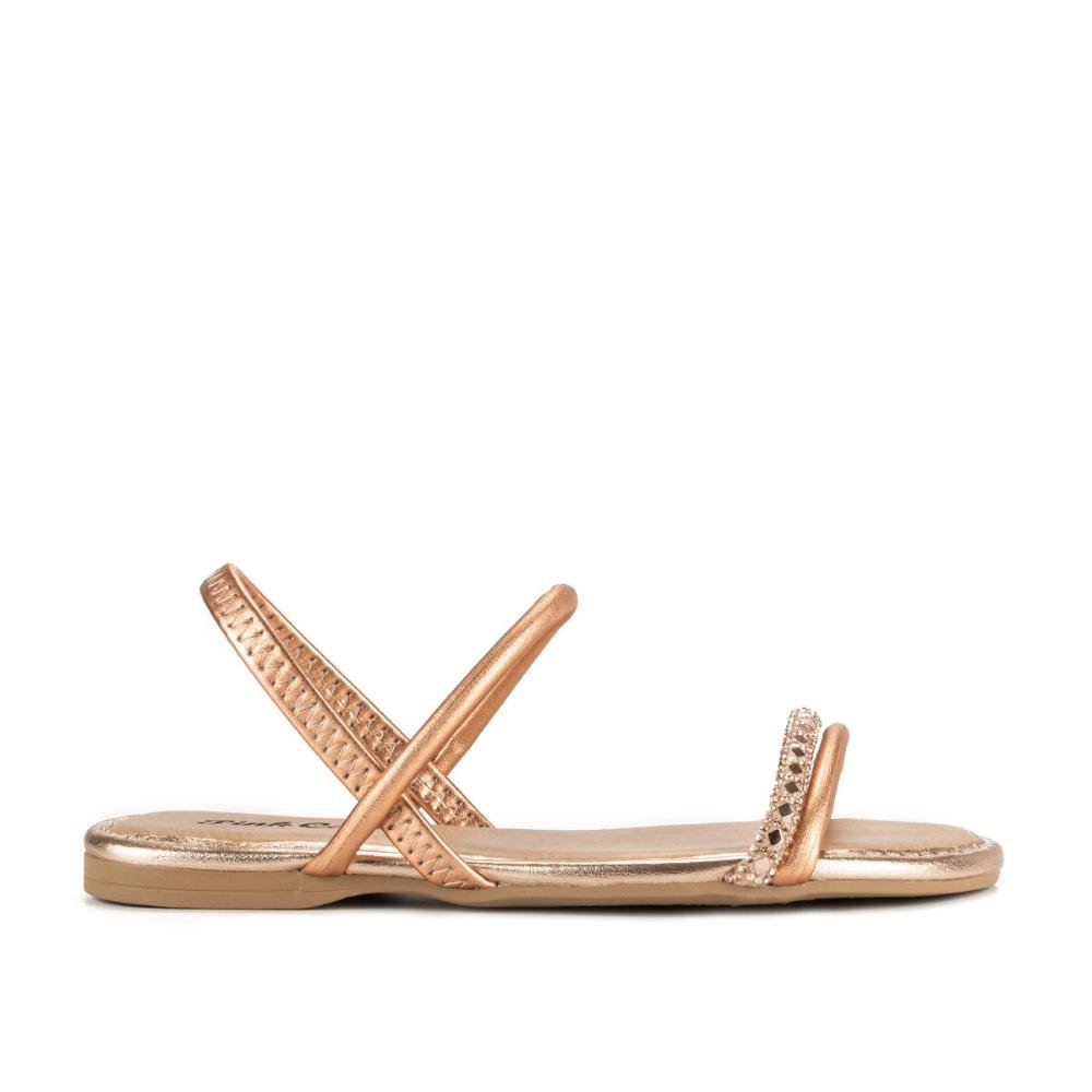 Sandália Pink Cats Infantil Rasteira Metalizada