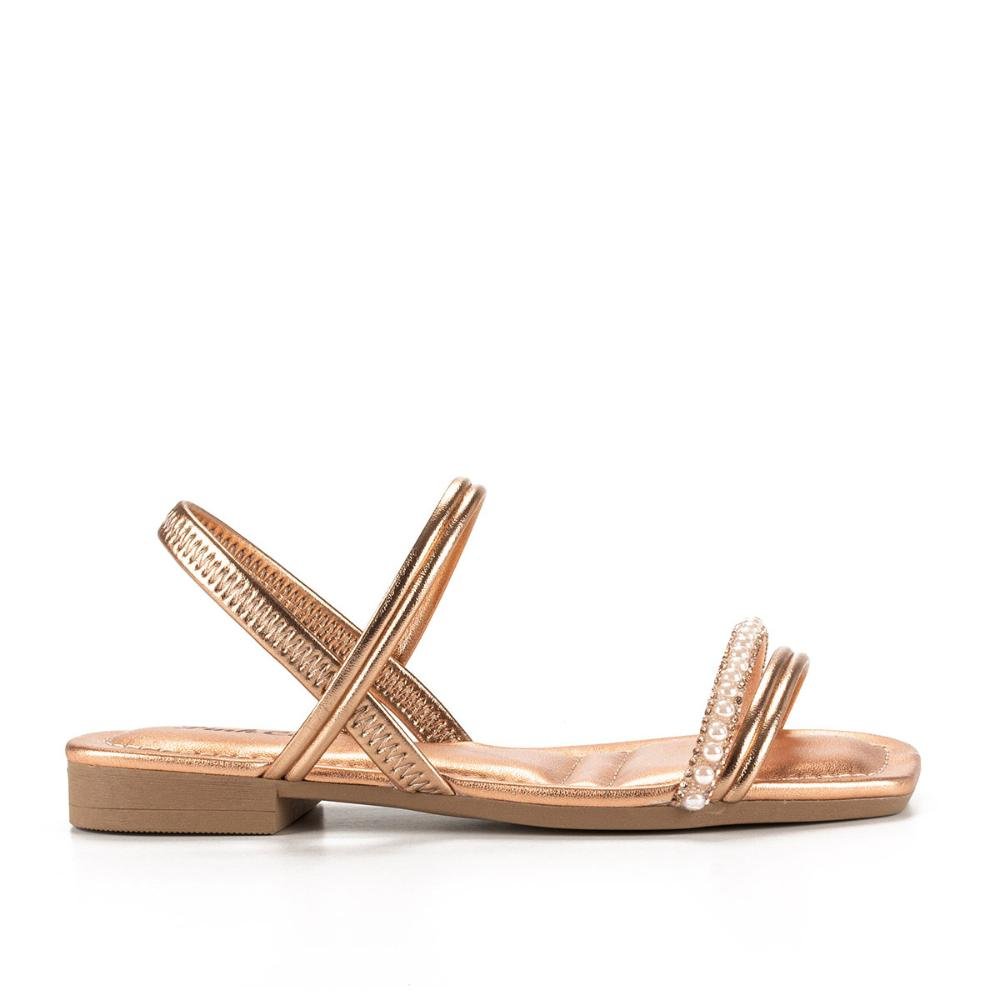 Sandália Pink Cats Infantil Rasteira Metalizada