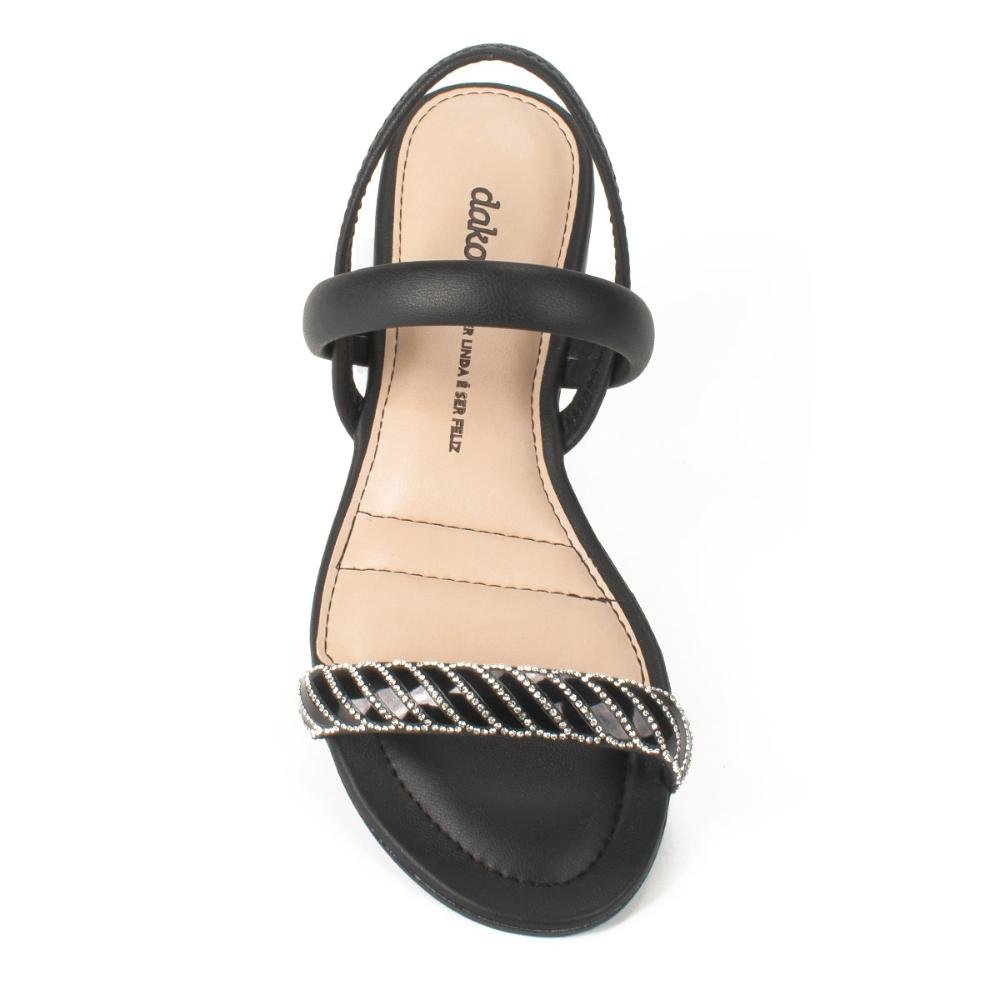 Salto Baixo Sandalia Preta Dakota Sandália Dakota De Salto Baixo Preto