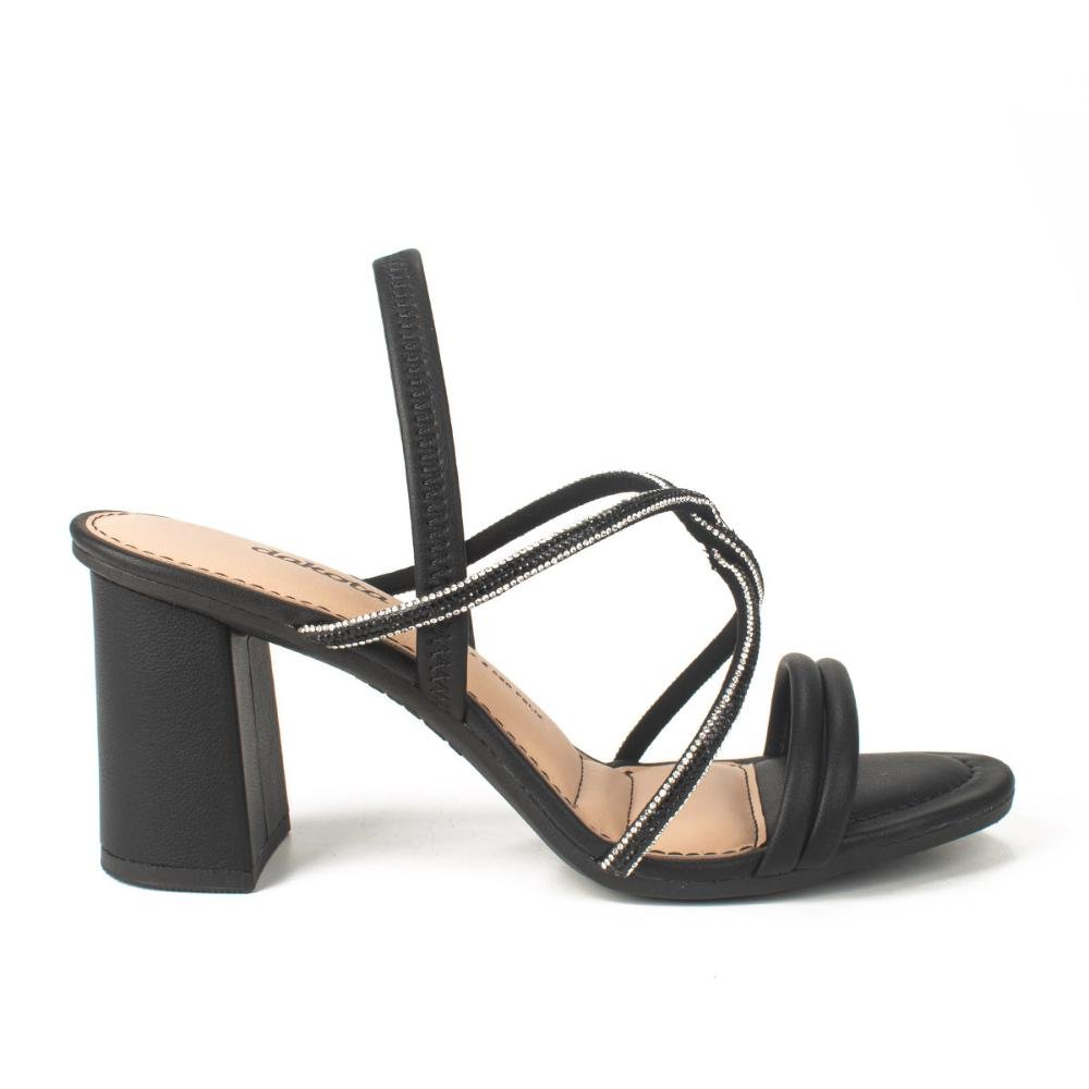 Sandália Dakota de Salto Bloco Com Brilhos Preto
